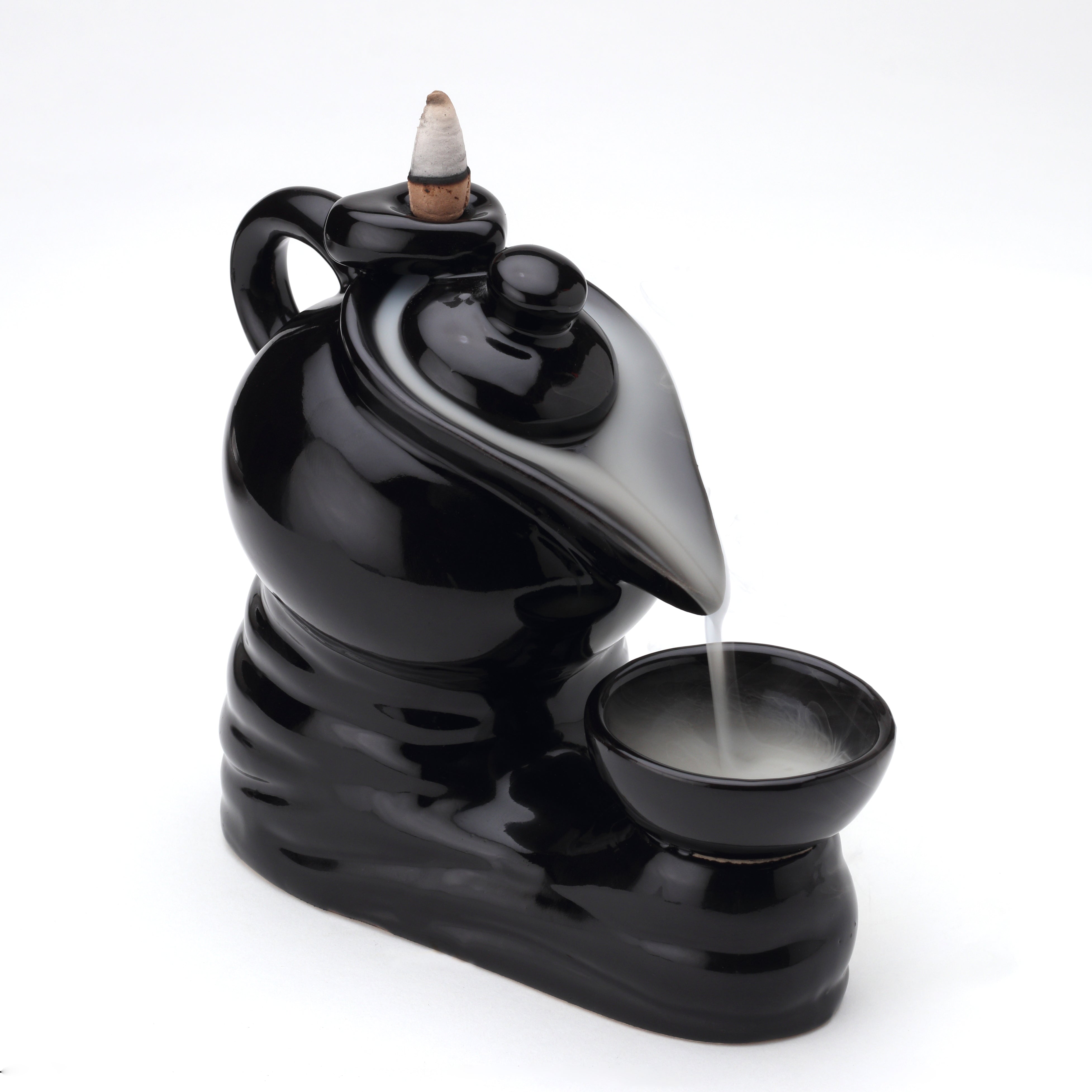 Tea Pot Smoke Fountain Back Flow Incense Burner With 20 Incense Cones