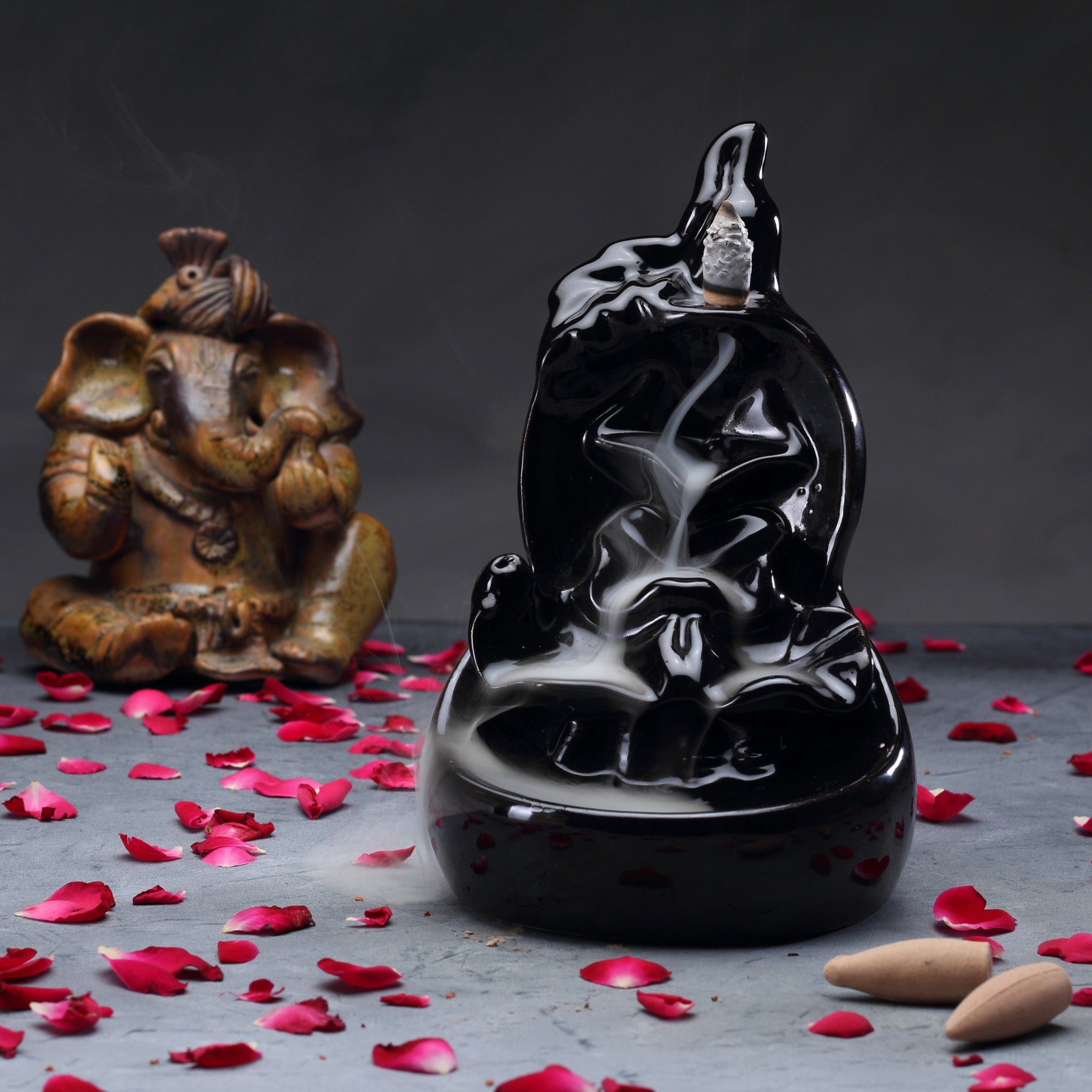 Lily Smoke Fountain Back Flow Incense Burner With 20 Incense Cones