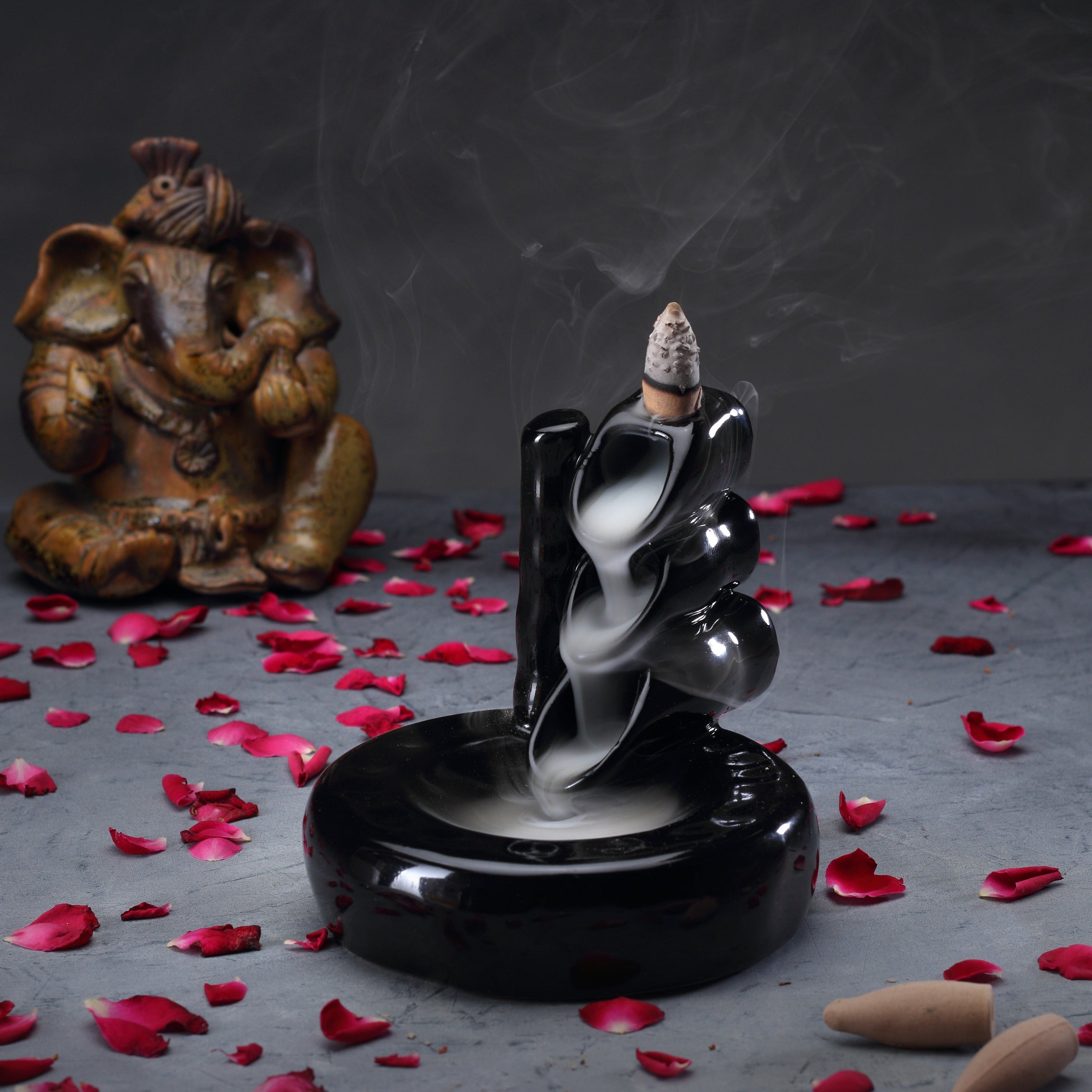 Pipe Smoke Fountain Back Flow Incense Burner With 20 Incense Cones