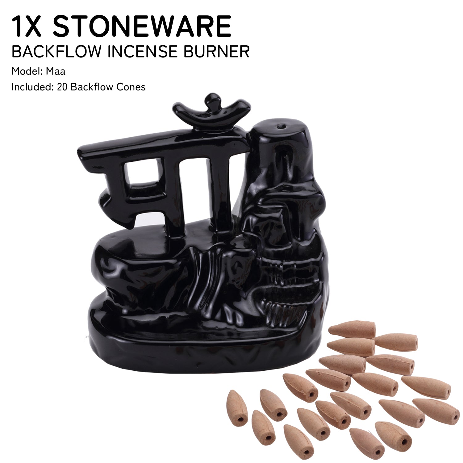 Maa Smoke Fountain Back Flow Incense Burner With 20 Incense Cones