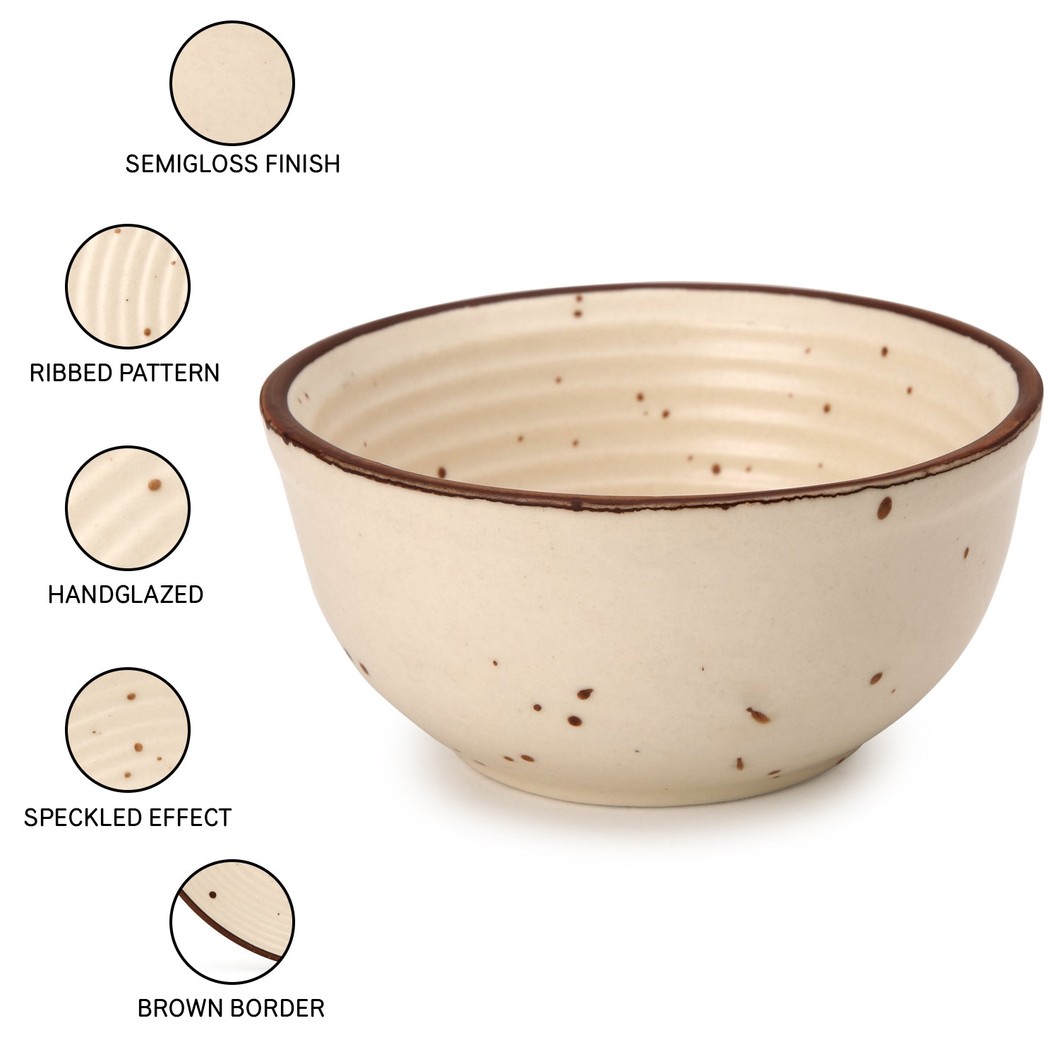 Frost Ceramic Bowl/Katori Set of 4 Peice -180 Ml
