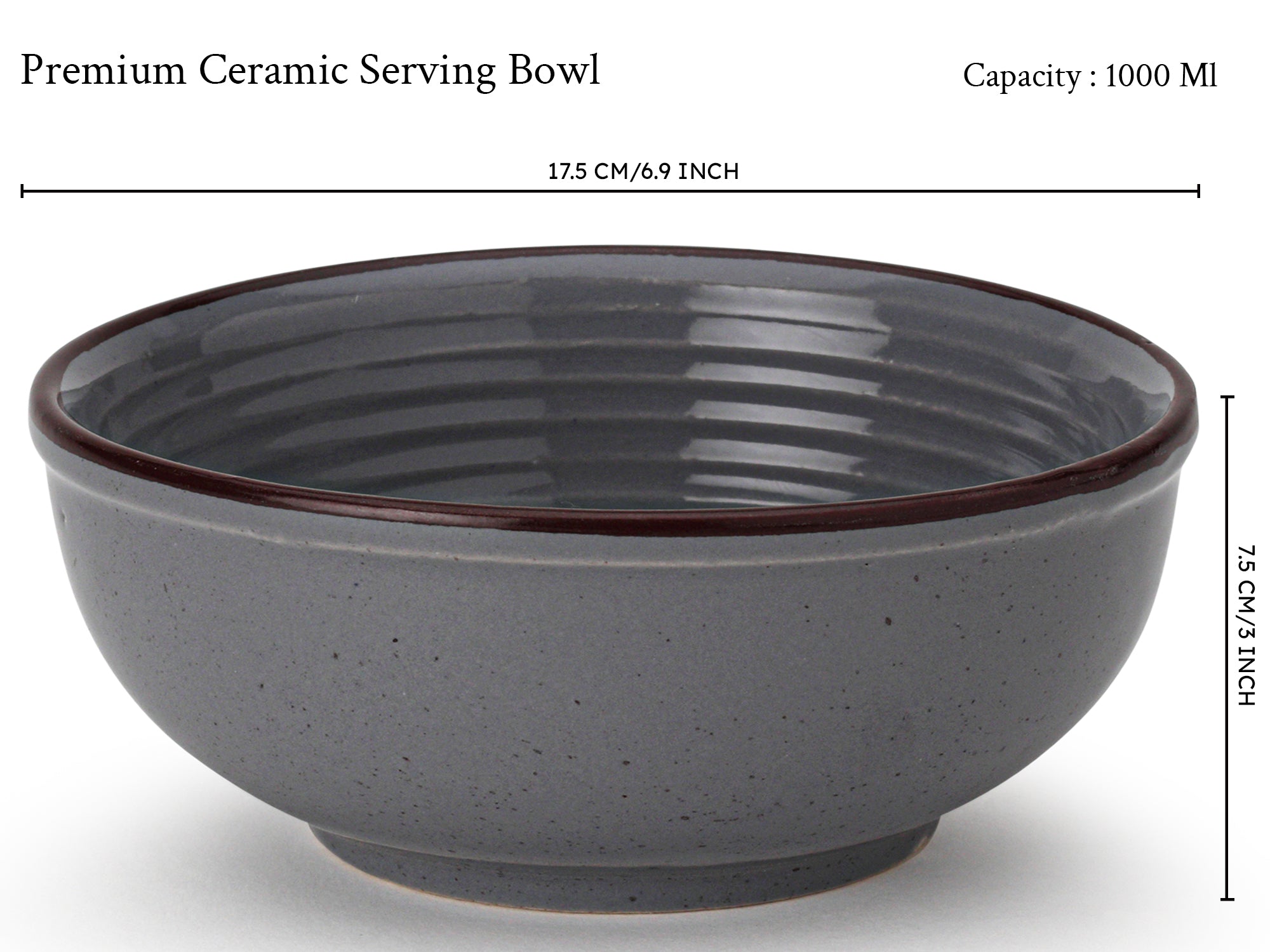 Grey Premium Ceramic Serving Bowls Set of 2