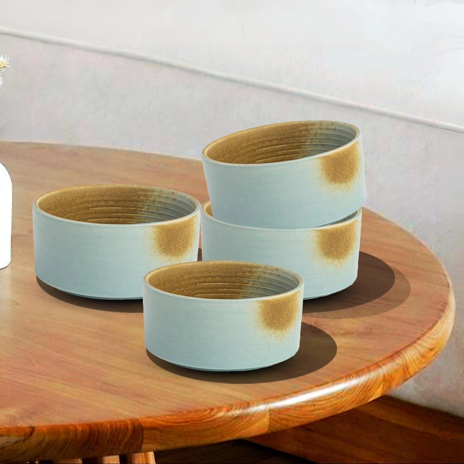Turquoise Copper Ceramic Handmade Soup Bowl – Set of 4 Bodhi House