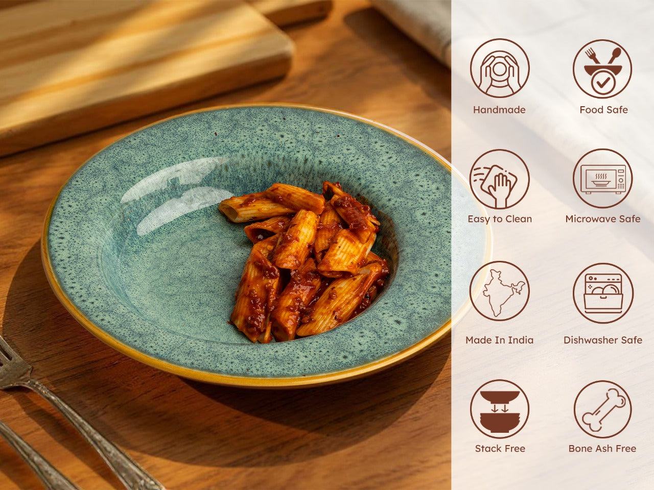 Ocean Ceramic Handmade Reactive Glaze Pasta Plates – Set of 2 Bodhi House
