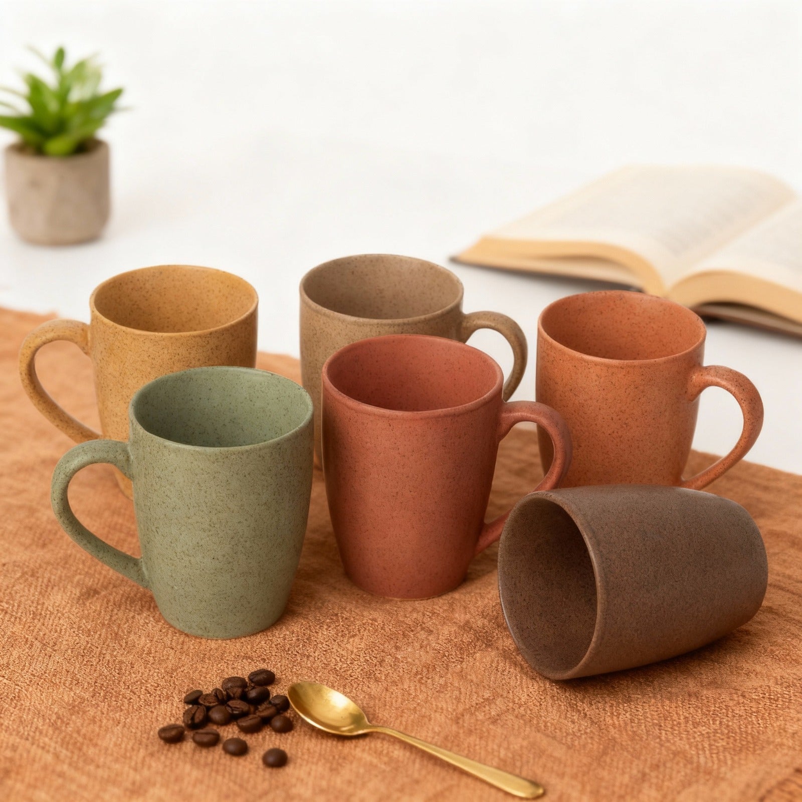 Handcrafted Ceramic Coffee Mug and Tea Cup – 300 ml (Pack of 6)