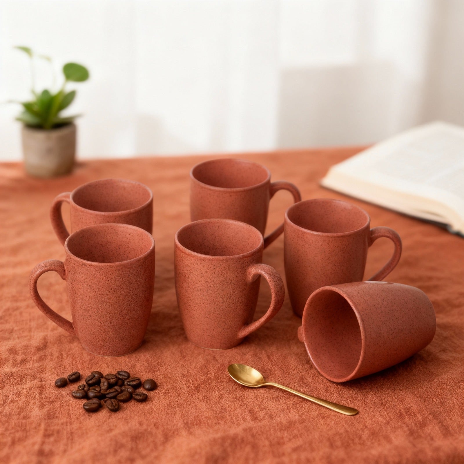 Handcrafted Ceramic Coffee Mug and Tea Cup – 300 ml (Pack of 6)