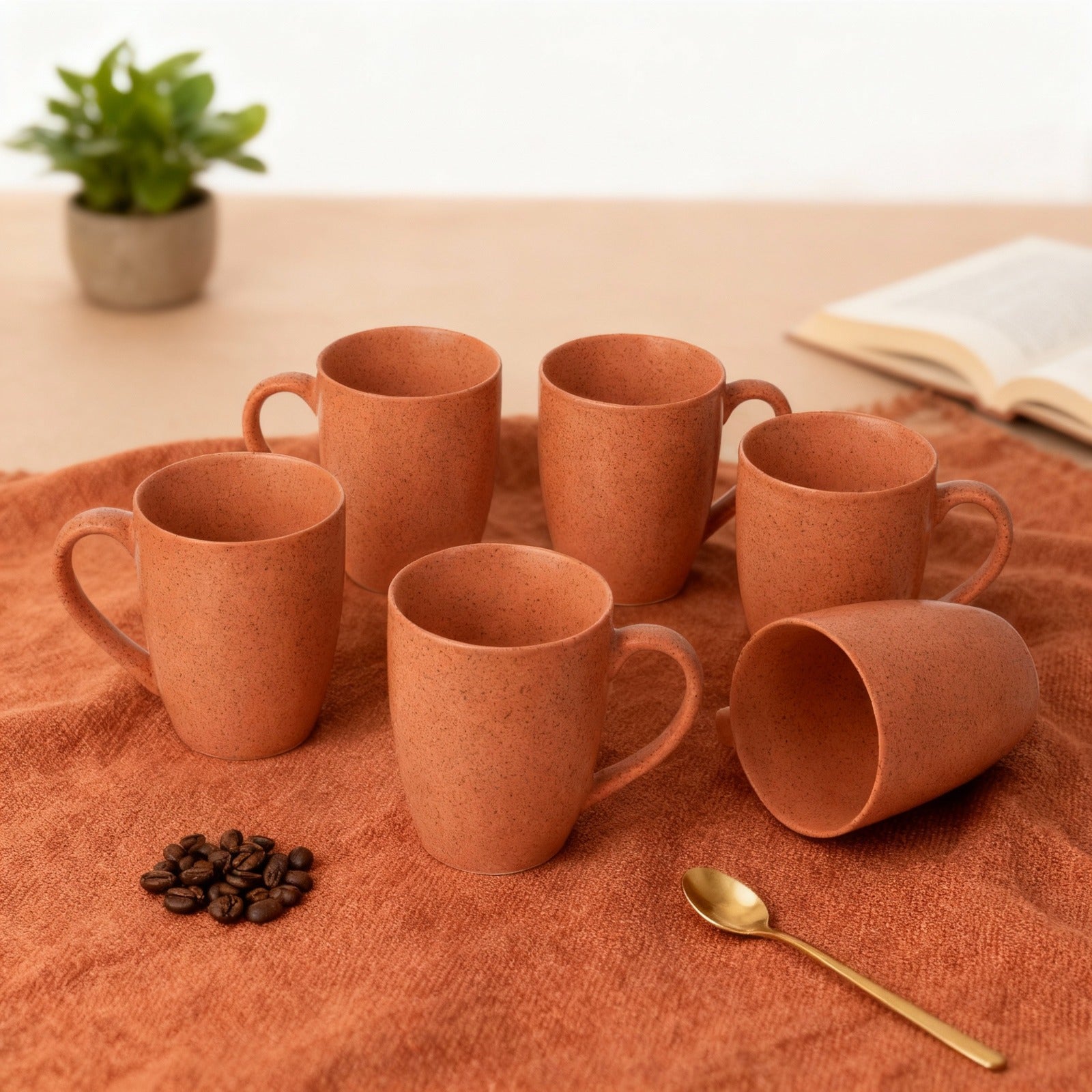 Handcrafted Ceramic Coffee Mug and Tea Cup – 300 ml (Pack of 6)
