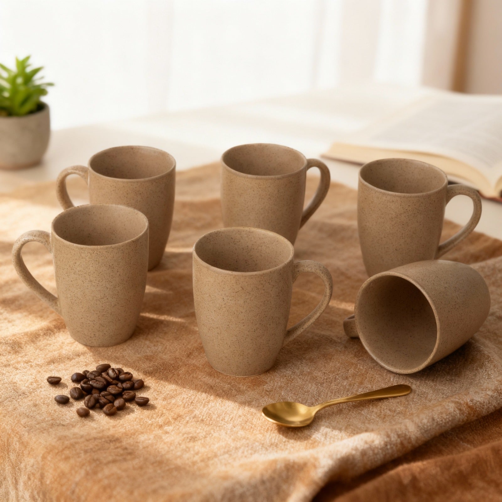 Handcrafted Ceramic Coffee Mug and Tea Cup – 300 ml (Pack of 6)