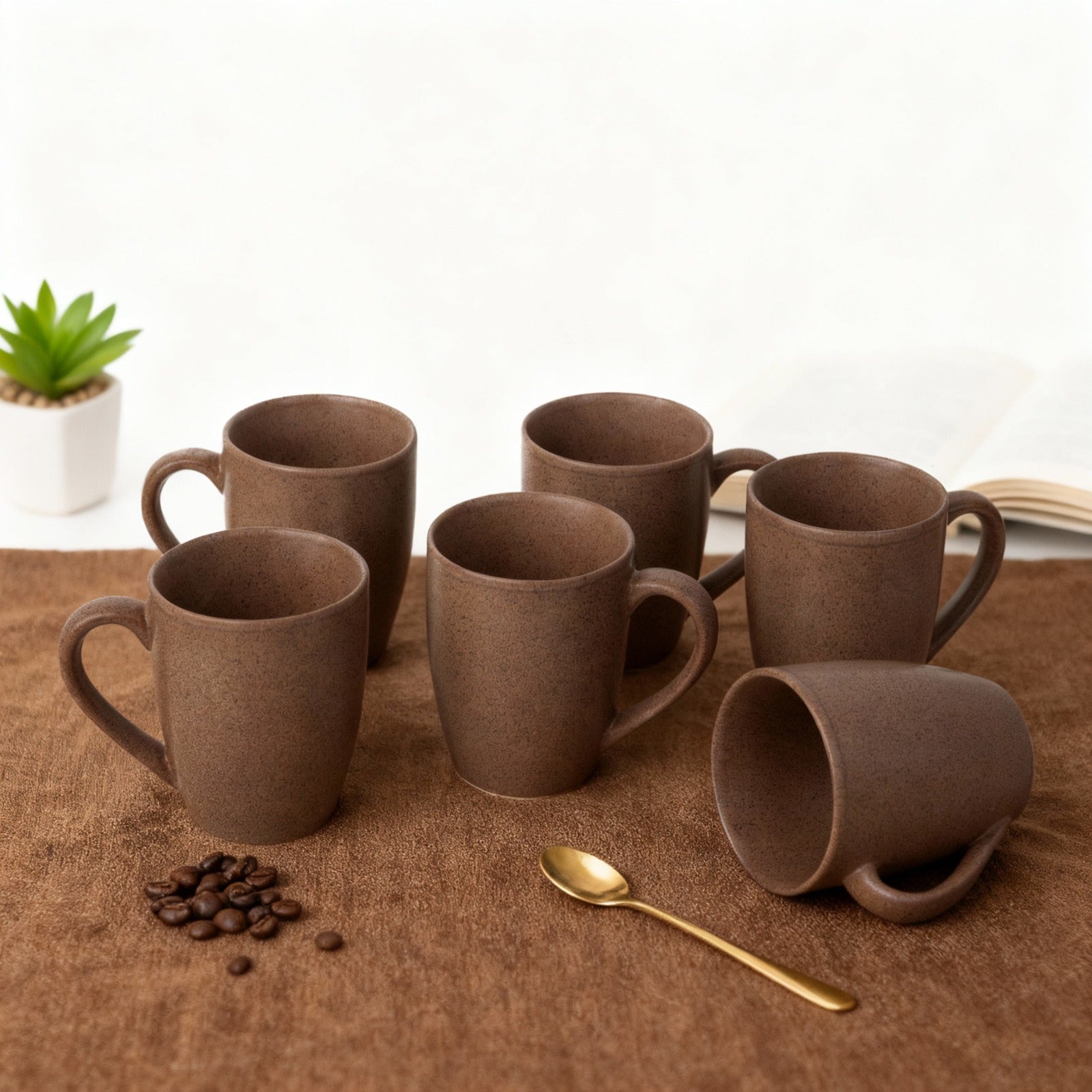 Handcrafted Ceramic Coffee Mug and Tea Cup – 300 ml (Pack of 6)