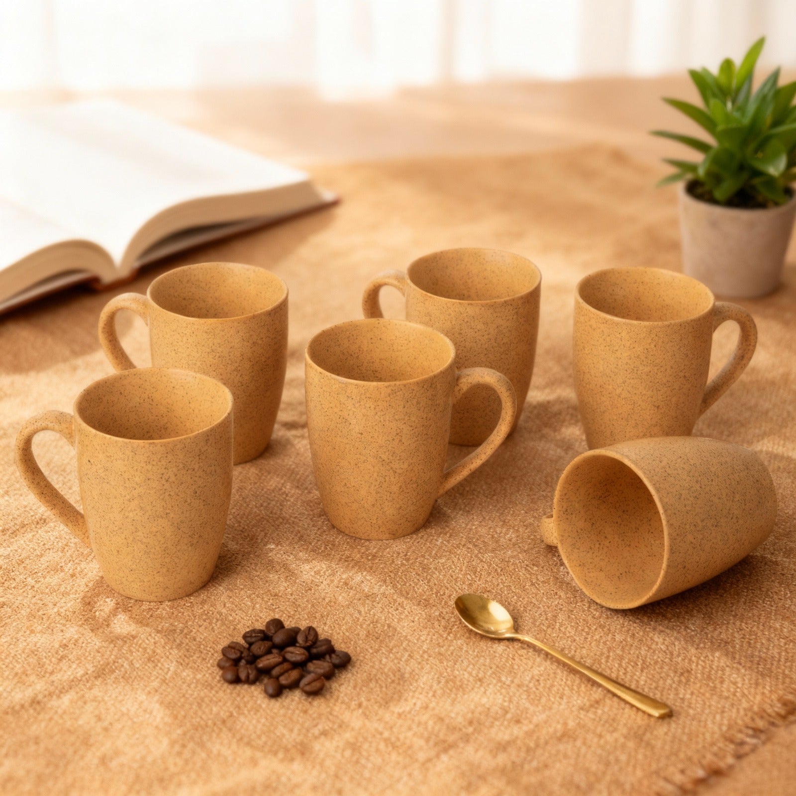Handcrafted Ceramic Coffee Mug and Tea Cup – 300 ml (Pack of 6)