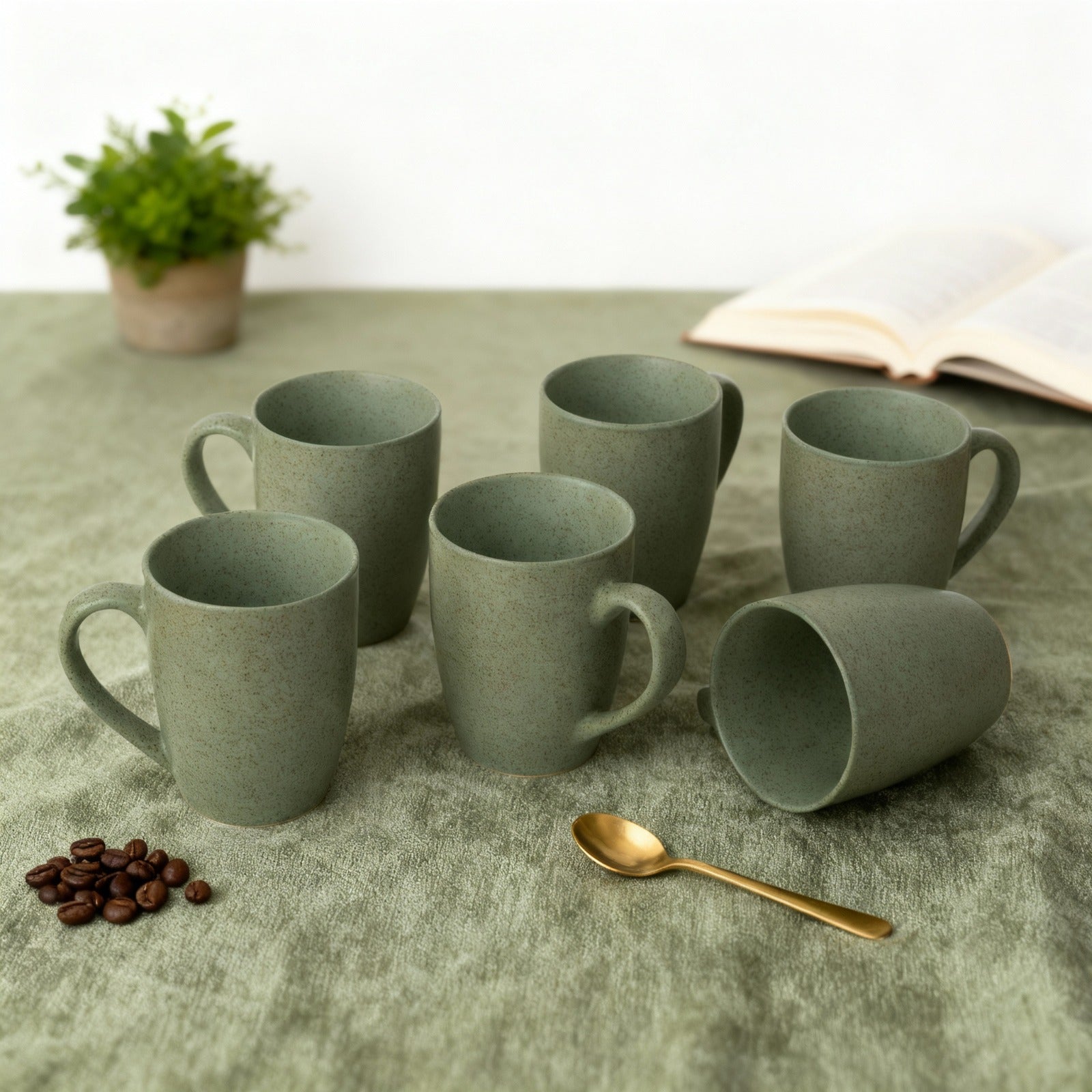 Handcrafted Ceramic Coffee Mug and Tea Cup – 300 ml (Pack of 6)