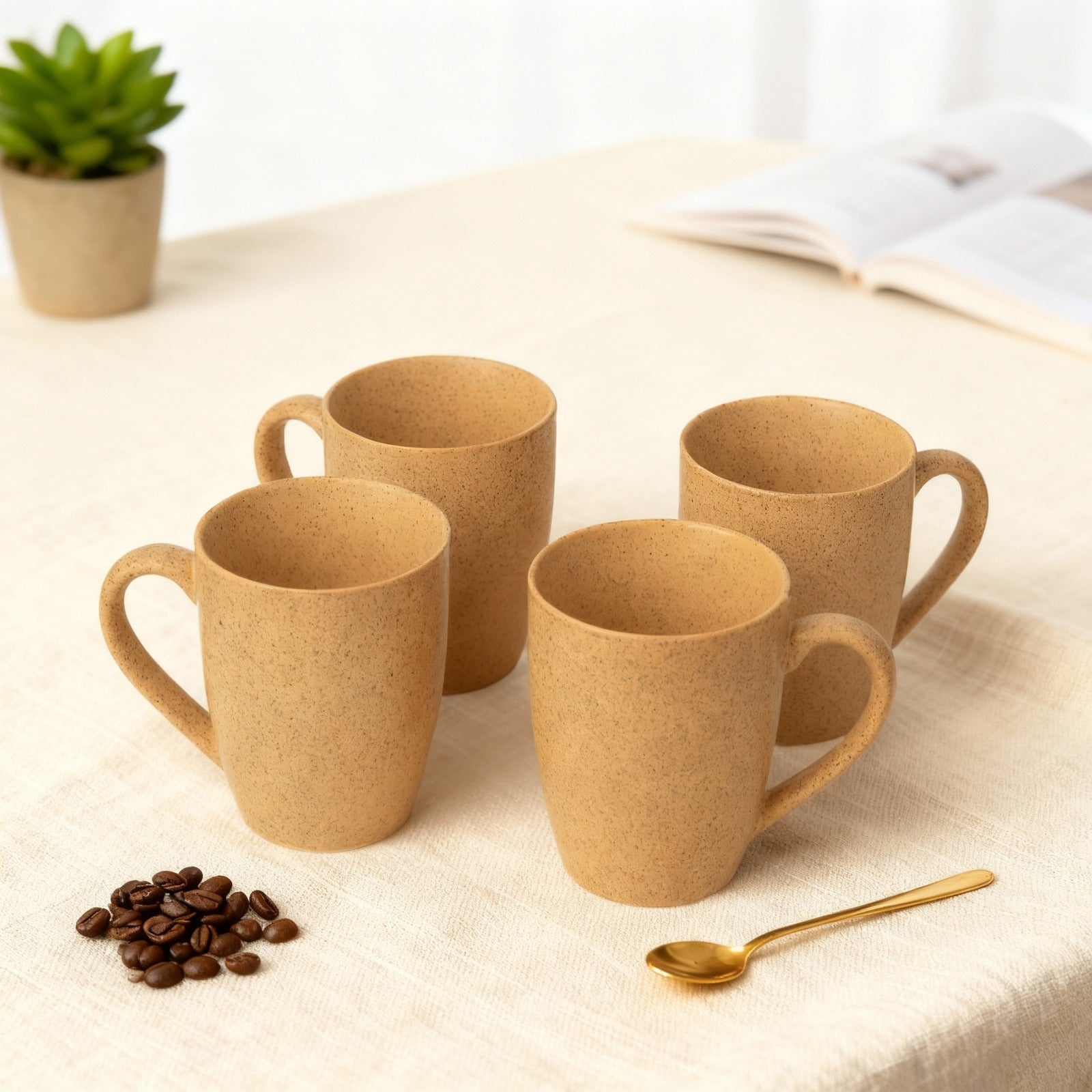 Handcrafted Ceramic Coffee Mug and Tea Cup – 300 ml (Pack of 4)