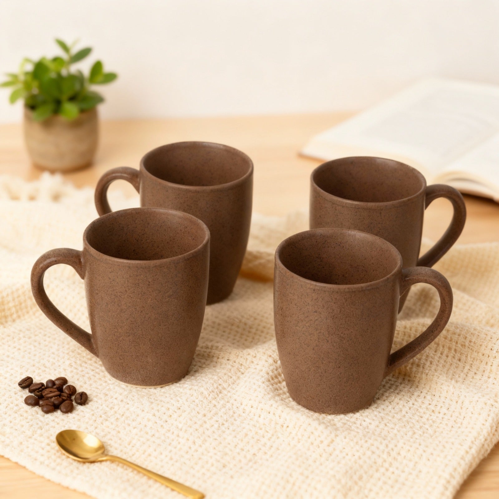 Handcrafted Ceramic Coffee Mug and Tea Cup – 300 ml (Pack of 4)