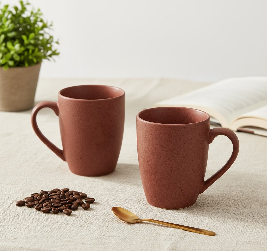 Handcrafted Ceramic Coffee Mug and Tea Cup – 300 ml (Pack of 2)