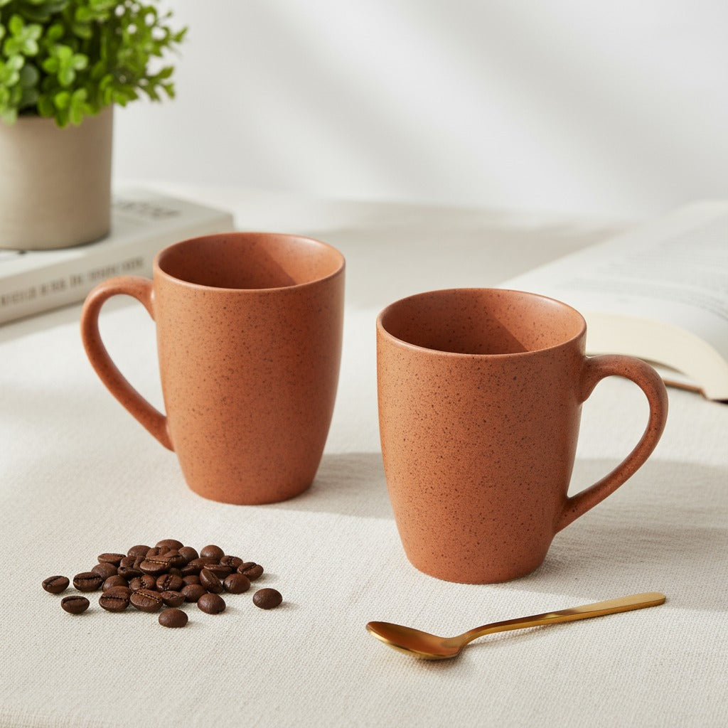 Handcrafted Ceramic Coffee Mug and Tea Cup – 300 ml (Pack of 2)