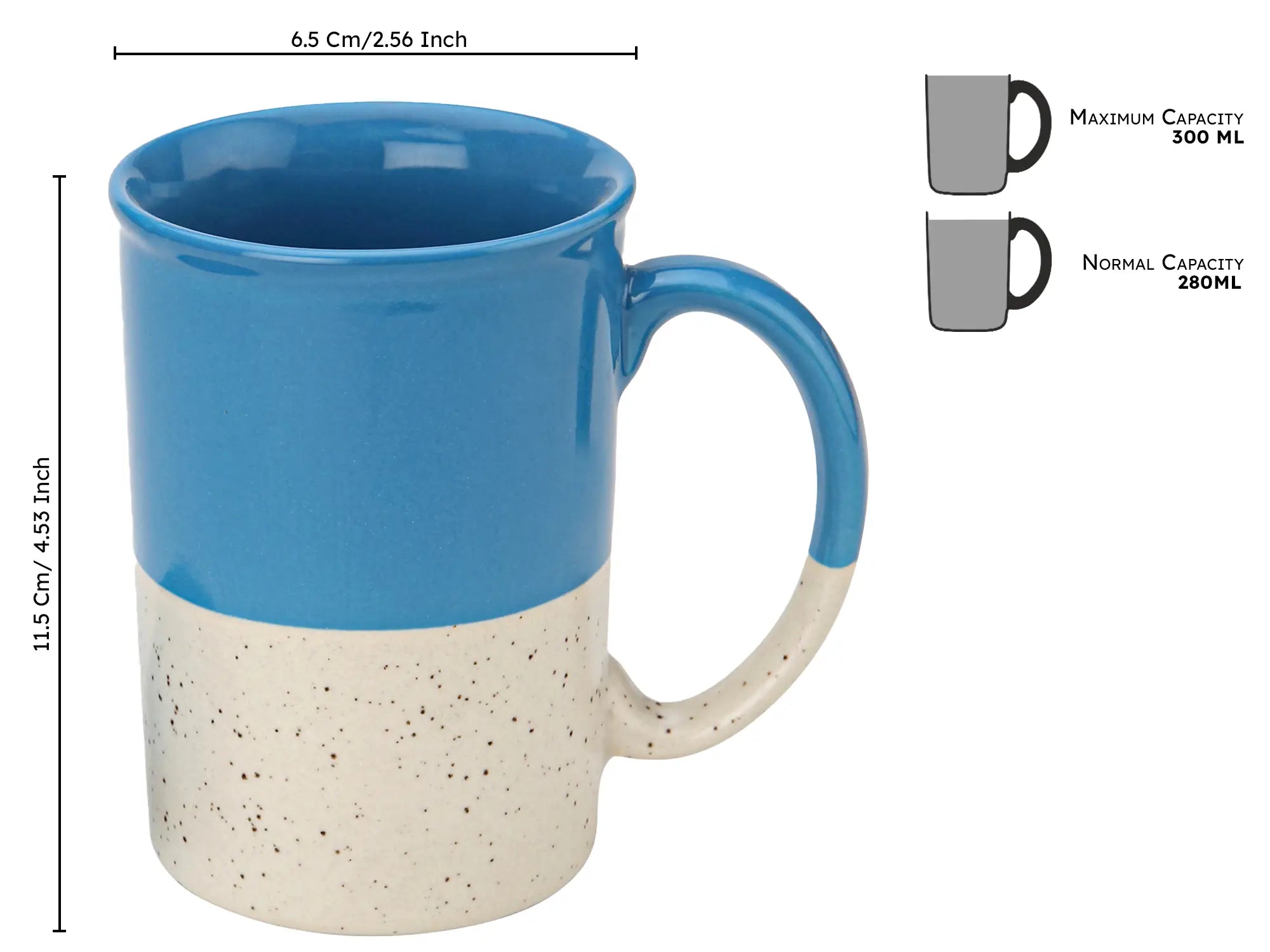 Blue Ceramic Mug with Coaster Hand-Glazed 300ml Tea & Coffee Cup Set of 2 Bodhi House