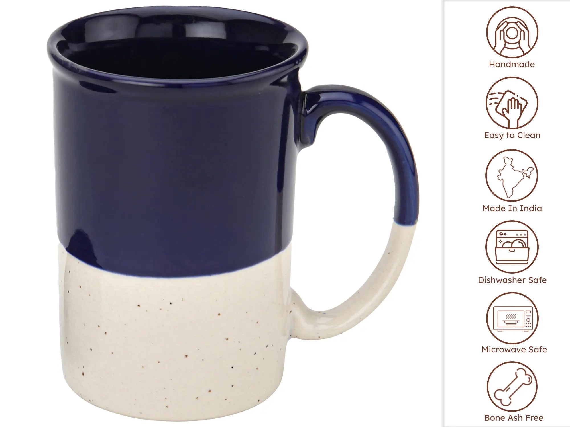Dark Blue Ceramic Mug with Coaster Hand-Glazed 300ml Tea & Coffee Cup Set of 2 Bodhi House