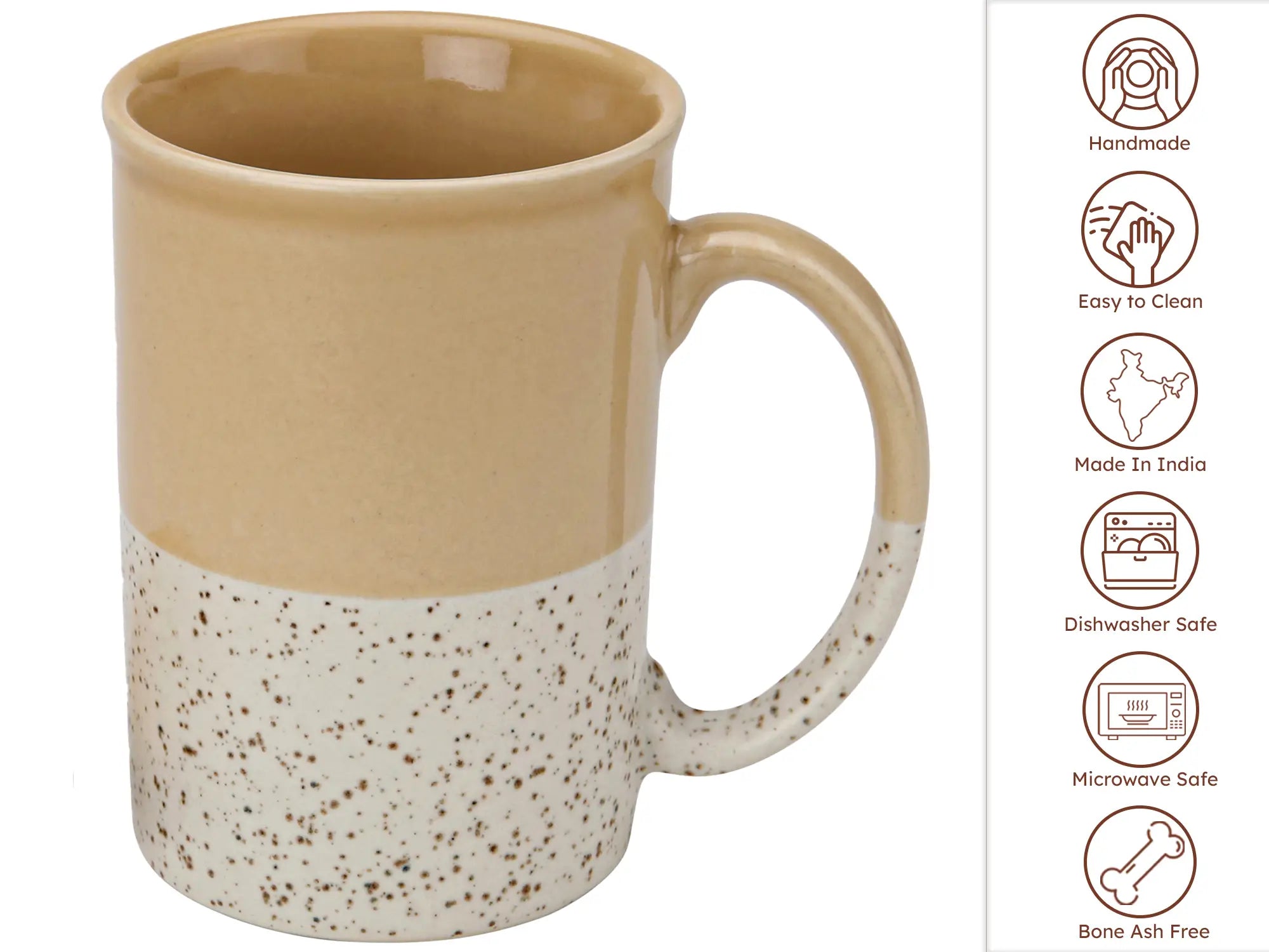 Beige Ceramic Mug with Coaster Hand-Glazed 300ml Tea & Coffee Cup Set of 1 Bodhi House
