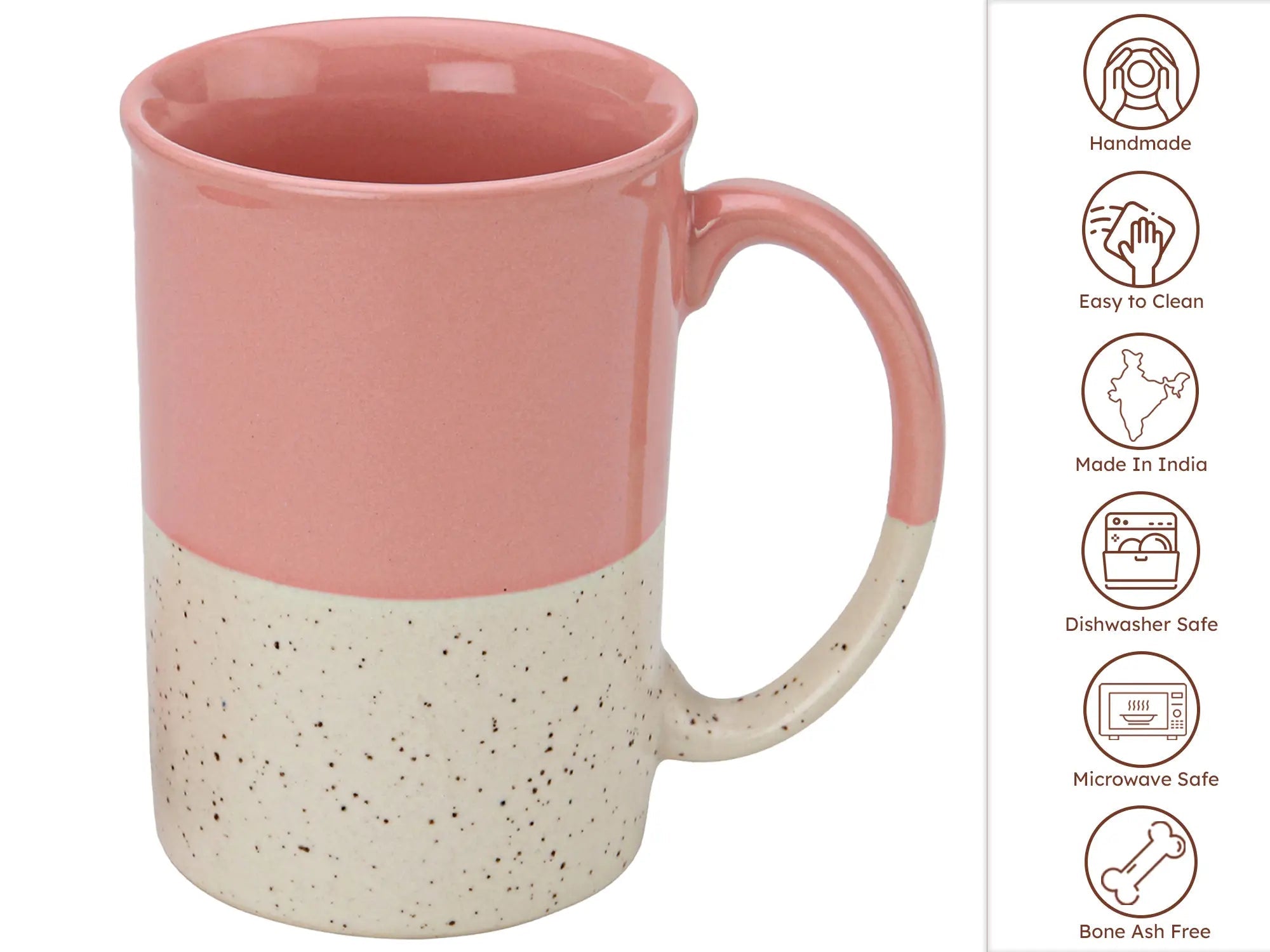 Pink Ceramic Mug with Coaster Hand-Glazed 300ml Tea & Coffee Cup Set of 2 Bodhi House