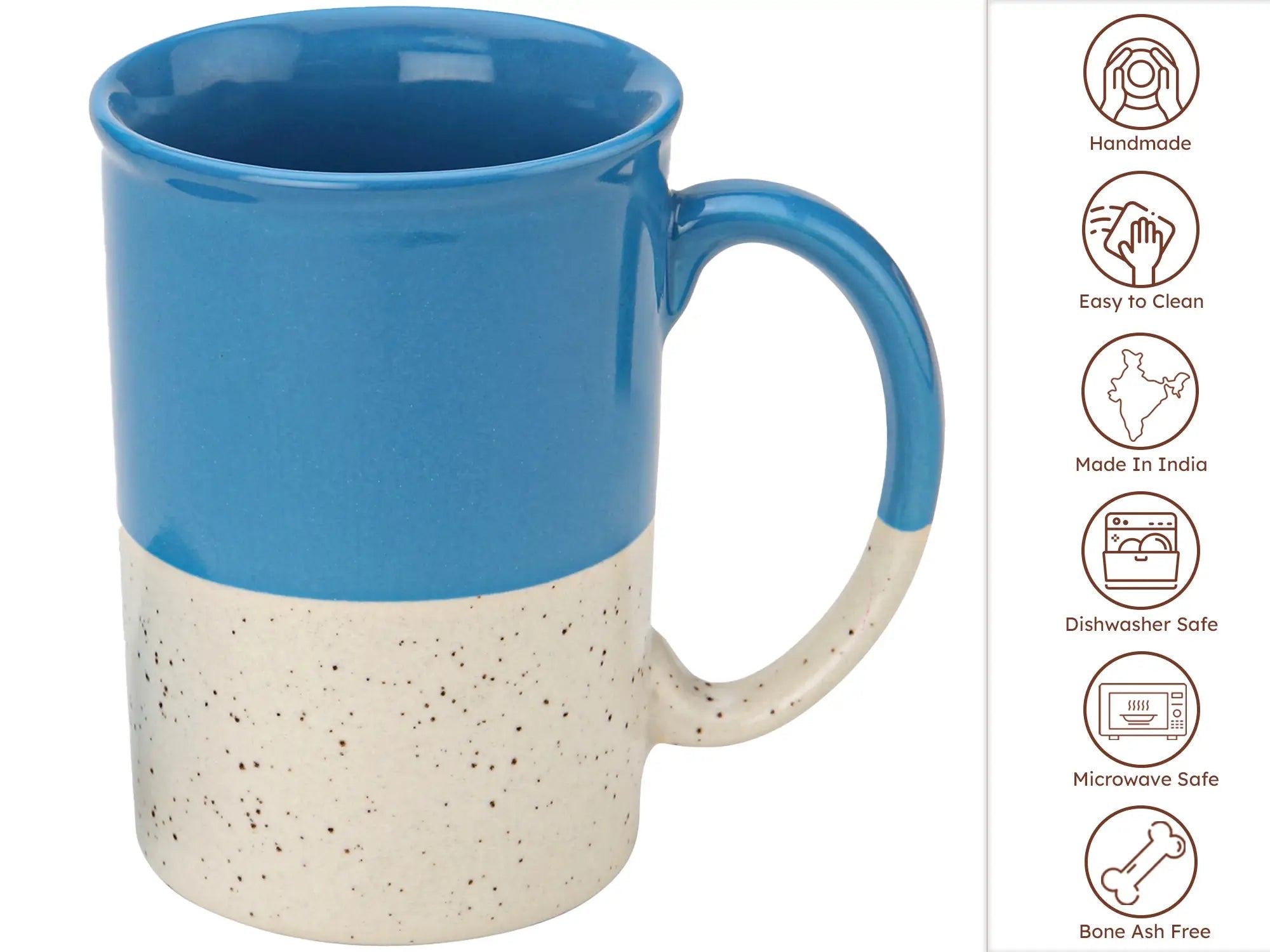 Blue Ceramic Mug with Coaster Hand-Glazed 300ml Tea & Coffee Cup Set of 2 Bodhi House